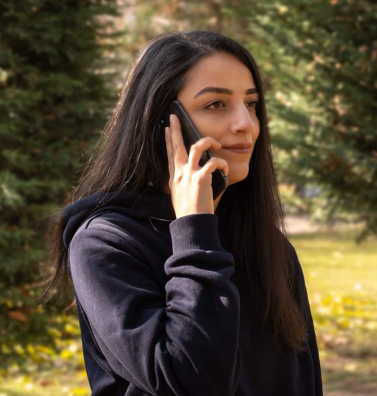 Lady outside on phone